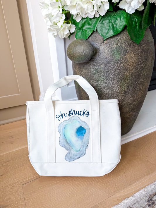 Oh Shucks Oyster Handpainted Boat Tote