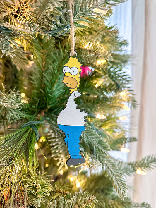 Homer backing into a bush meme ornament
