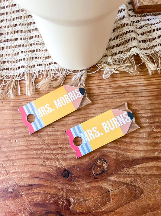 teacher - pencil Stanley lid topper