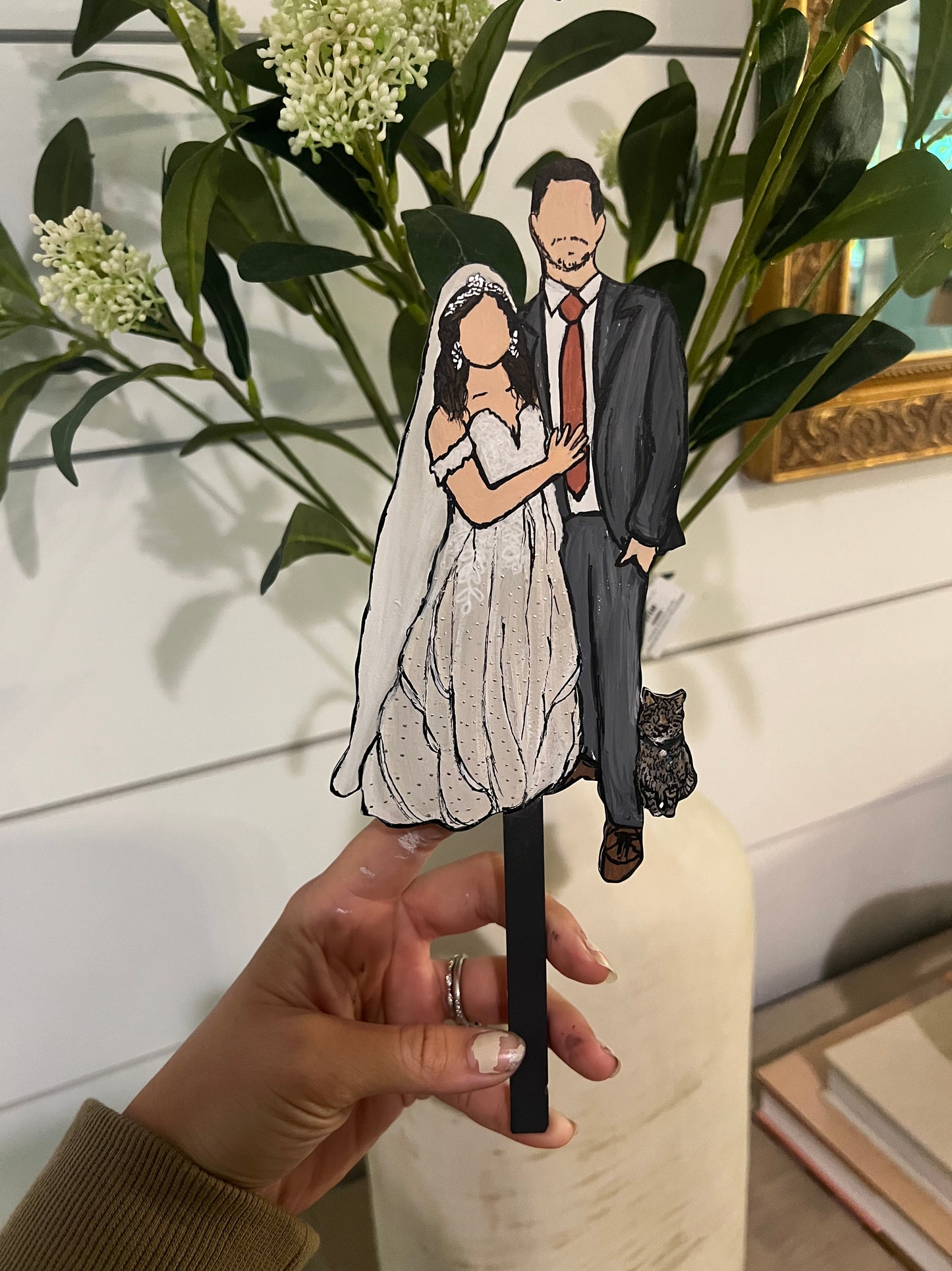 Hand painted silhouette cake topper