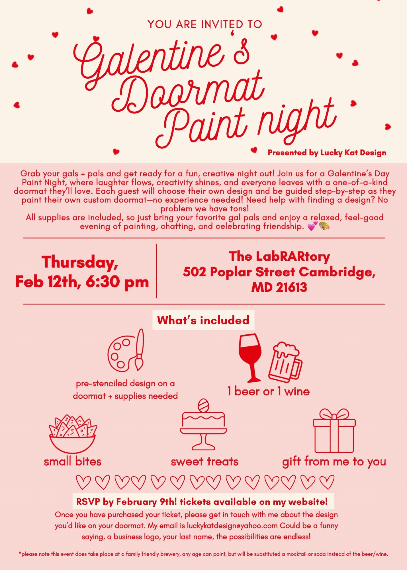 GALENTINES DAY DOORMAT PAINT NIGHT AT RAR TICKET