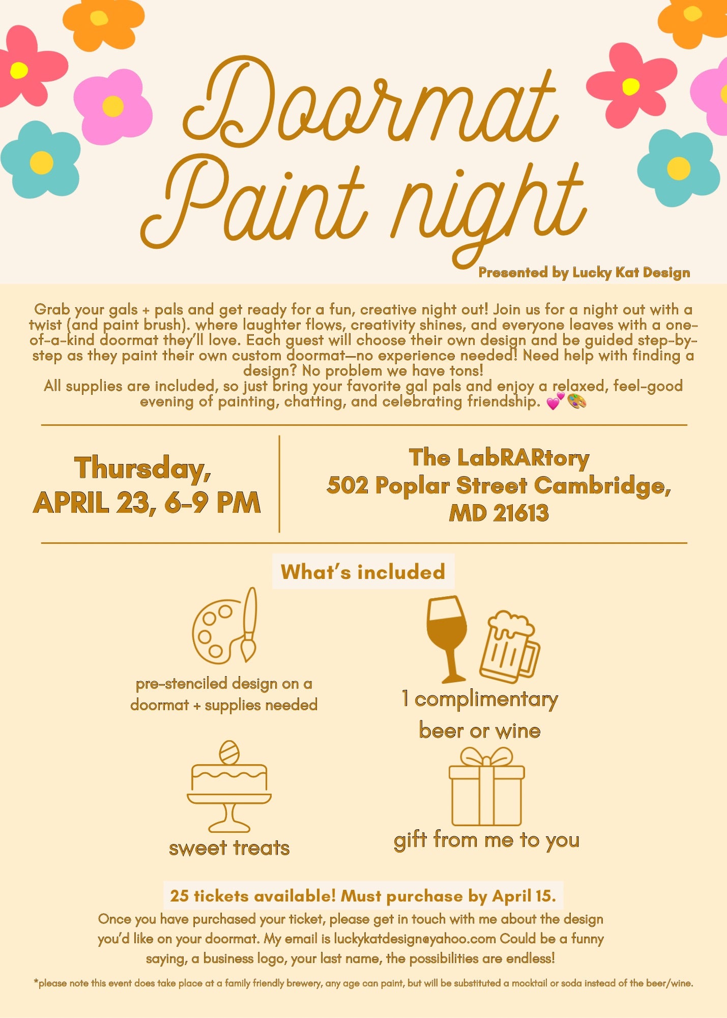 APRIL 23rd DOORMAT PAINT NIGHT AT RAR TICKET