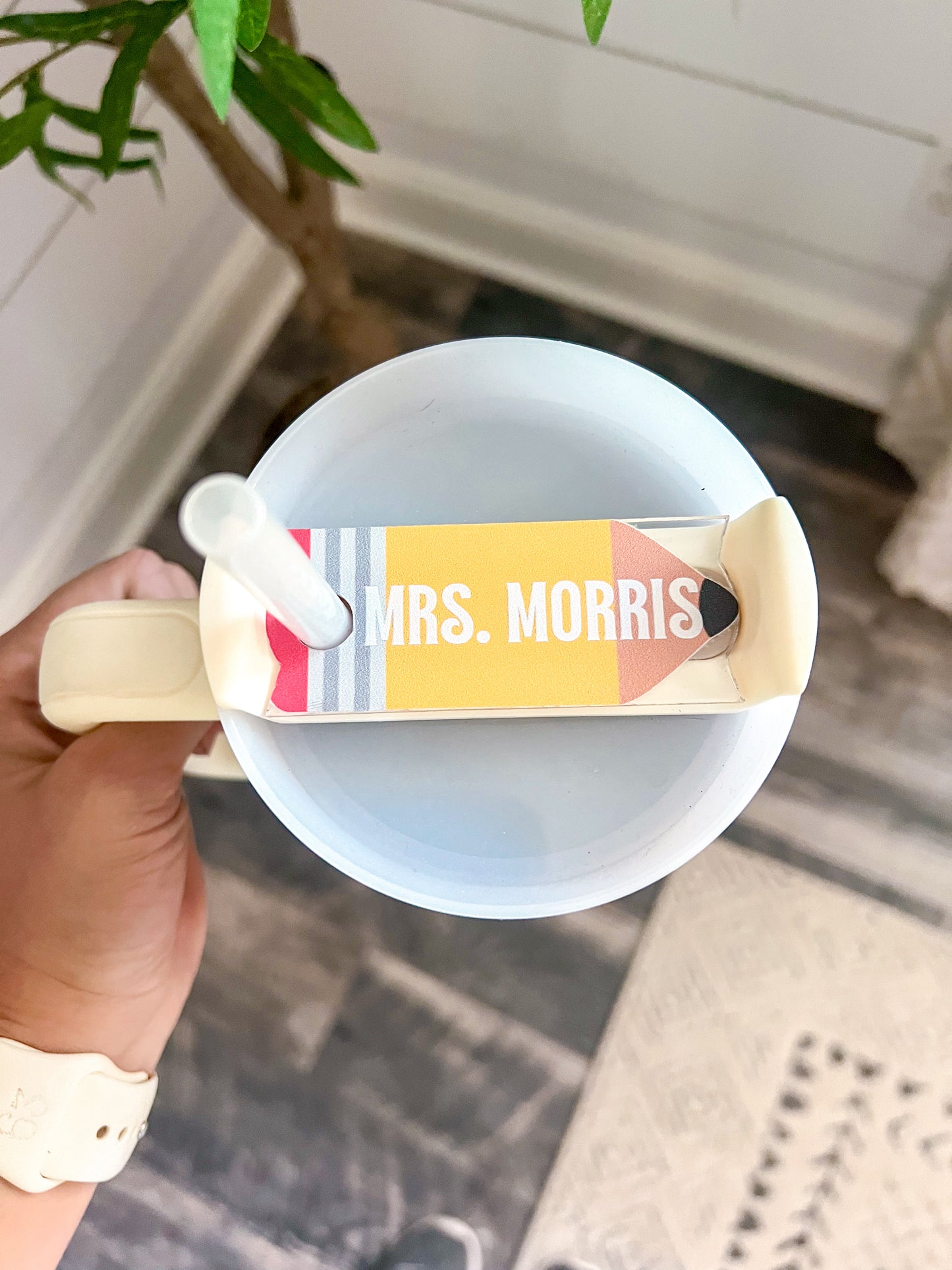 teacher - pencil Stanley lid topper