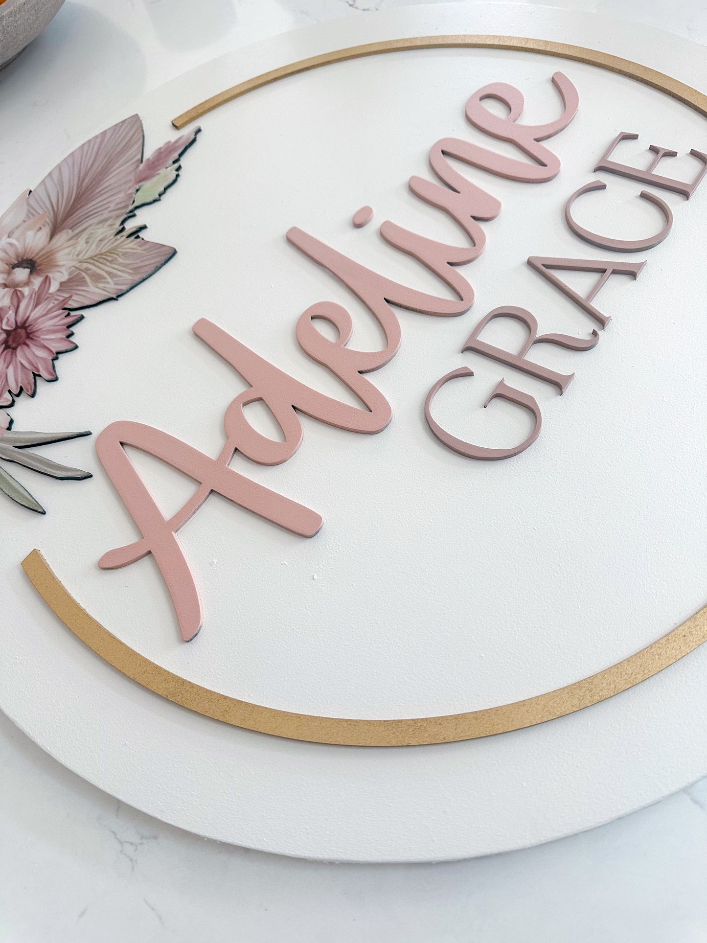 Boho Floral Name Sign - Girl Nursery -