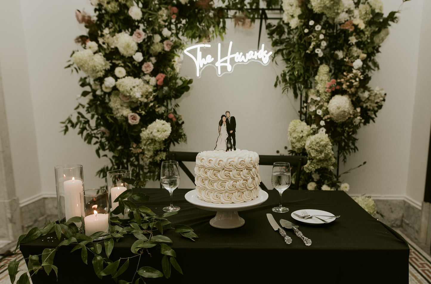 Hand painted silhouette cake topper