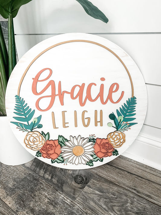 Floral Boho Nursery Sign