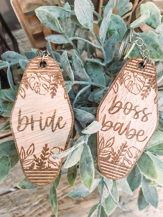 Boss Babe | Hotel Keychain | Custom Keychain | Bridal shower | Bachelorette | Wedding | Place cards | Keychains | Souvenir | Wedding Favors