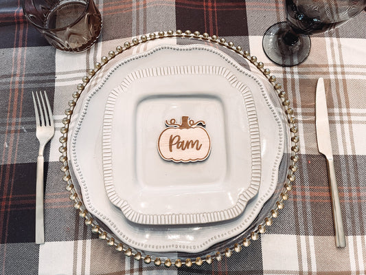 Pumpkin place cards | name plates | placecards | fall | pumpkin | thanksgiving | Friendsgiving | tablescape | wedding placecards | custom