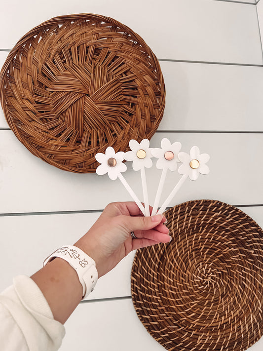 Floral Stir Sticks - set of 4
