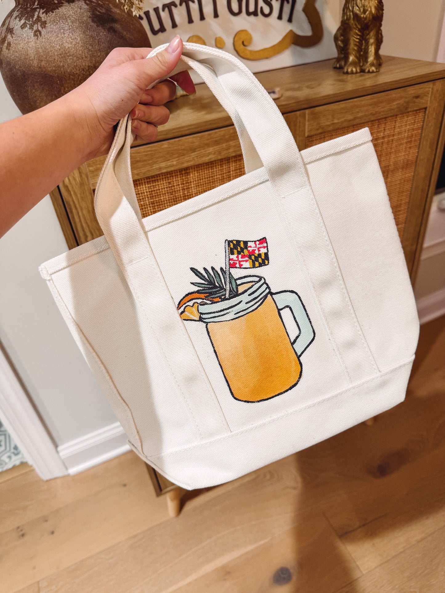 OJ Crush Handpainted Boat Tote