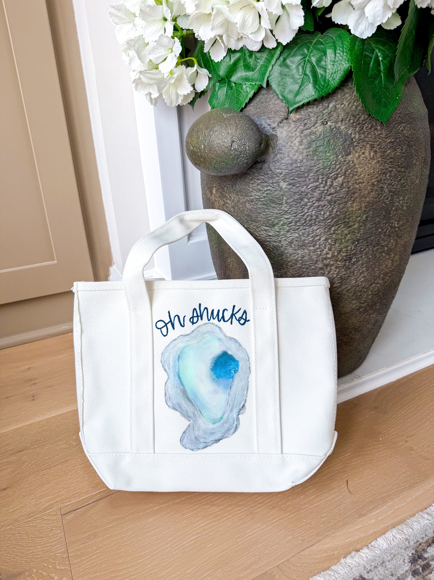 Oh Shucks Oyster Handpainted Boat Tote