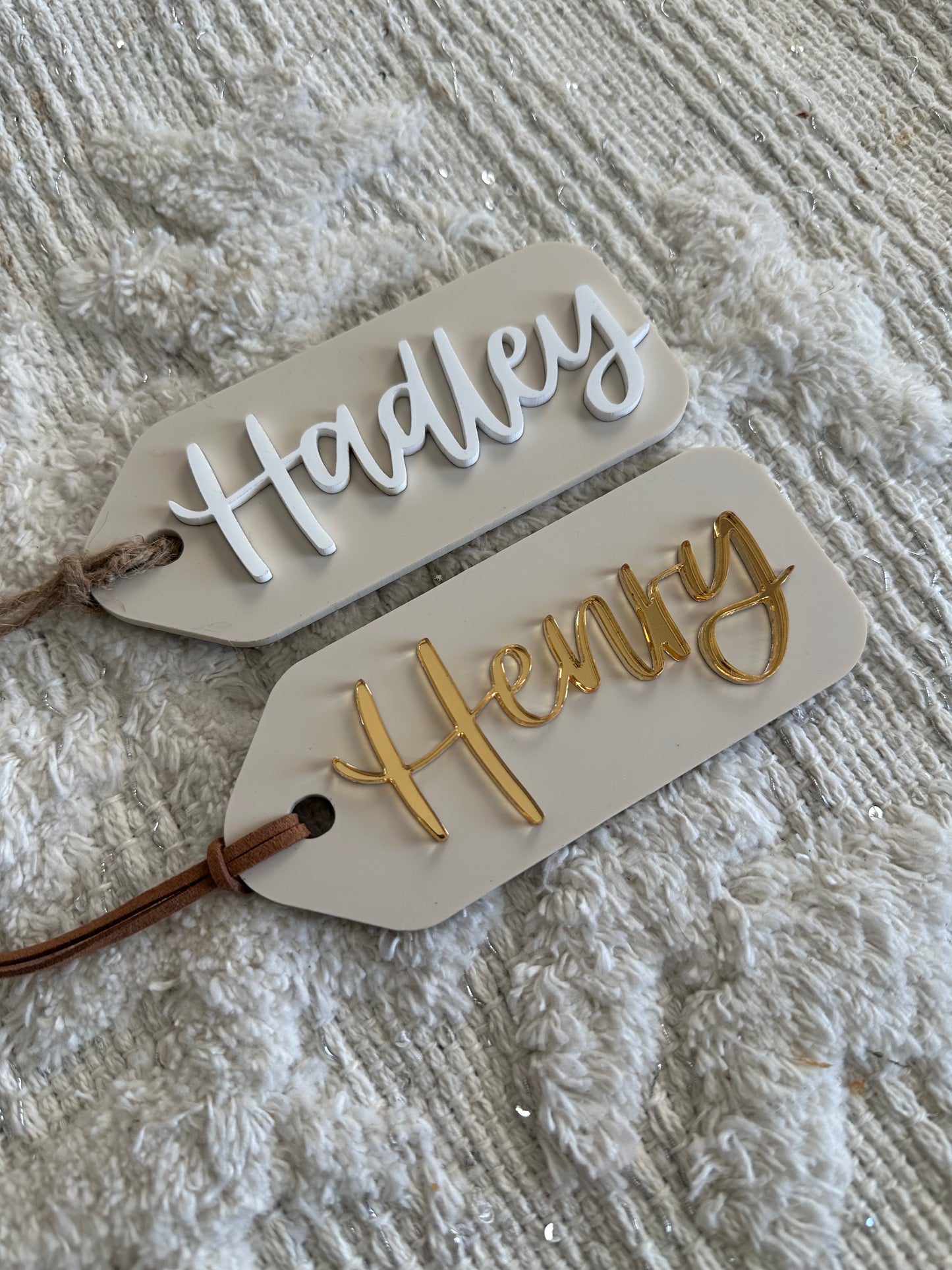 Acrylic Stocking Tag - bone