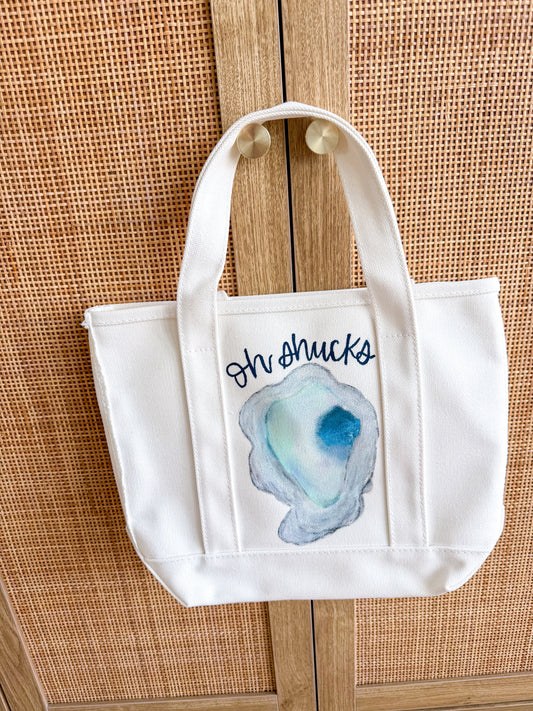 Oh Shucks Oyster Handpainted Boat Tote
