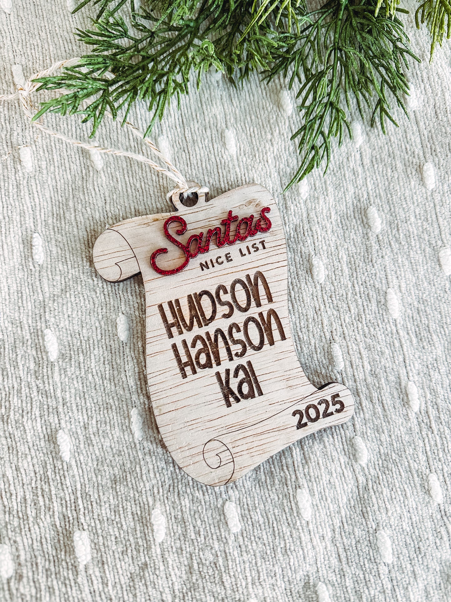 Santa’s nice list ornament