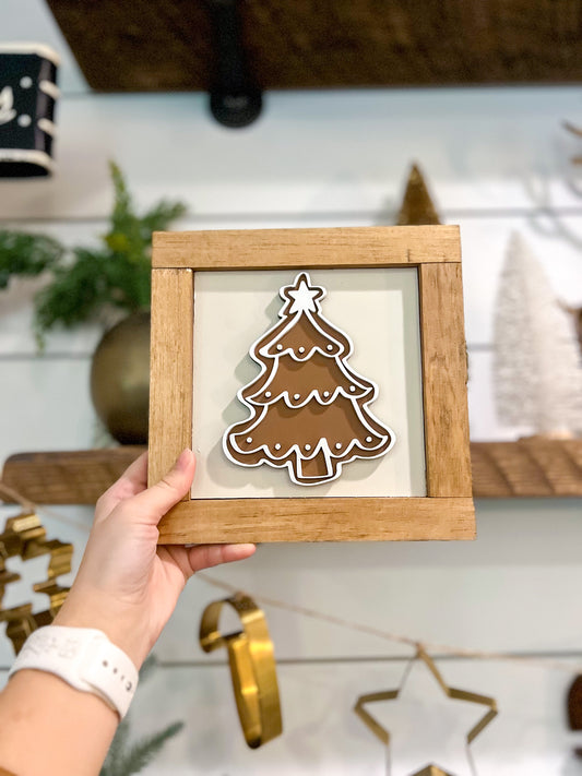 Gingerbread Christmas tree wooden sign