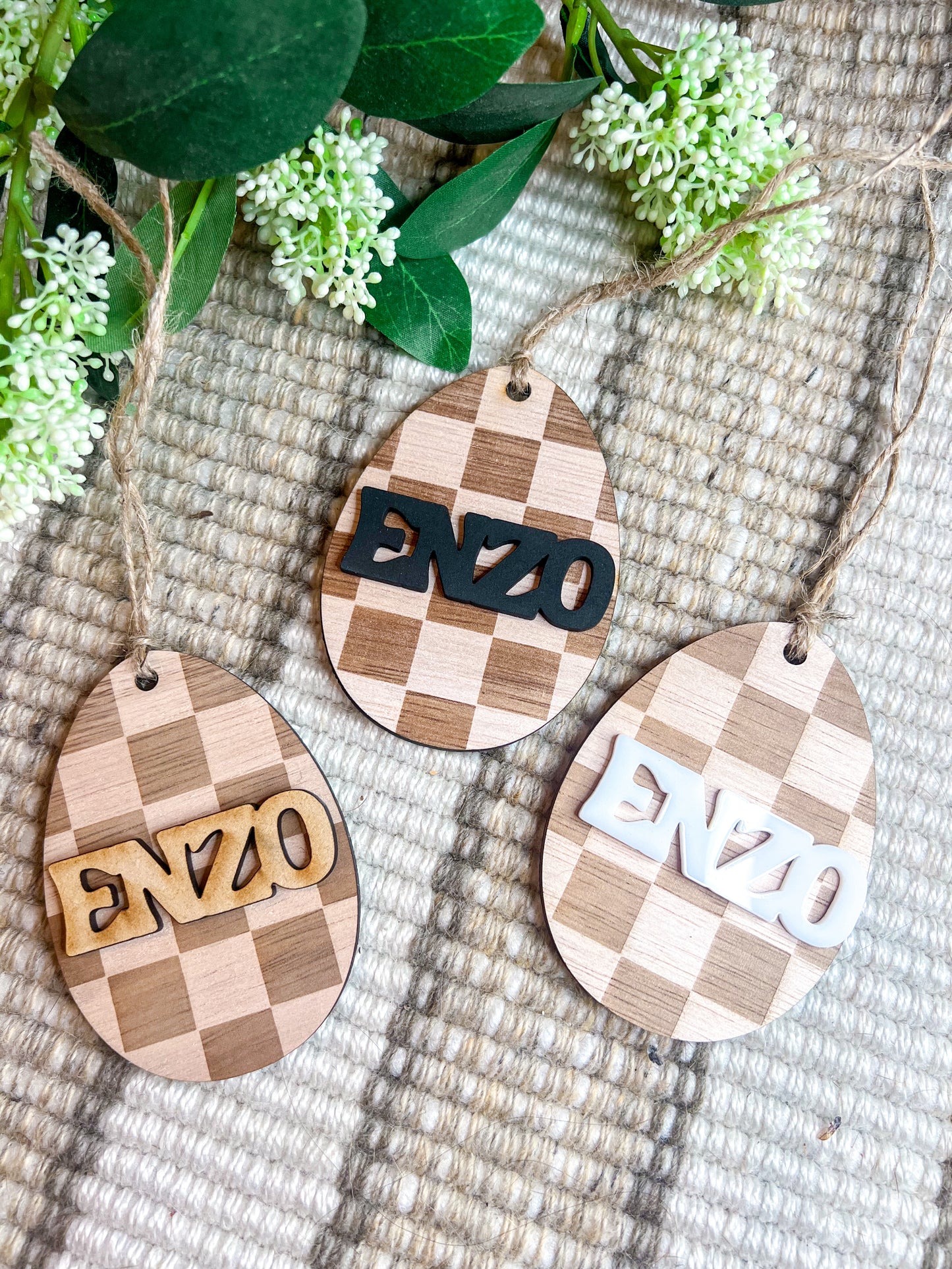 Checkered Easter Basket Tag