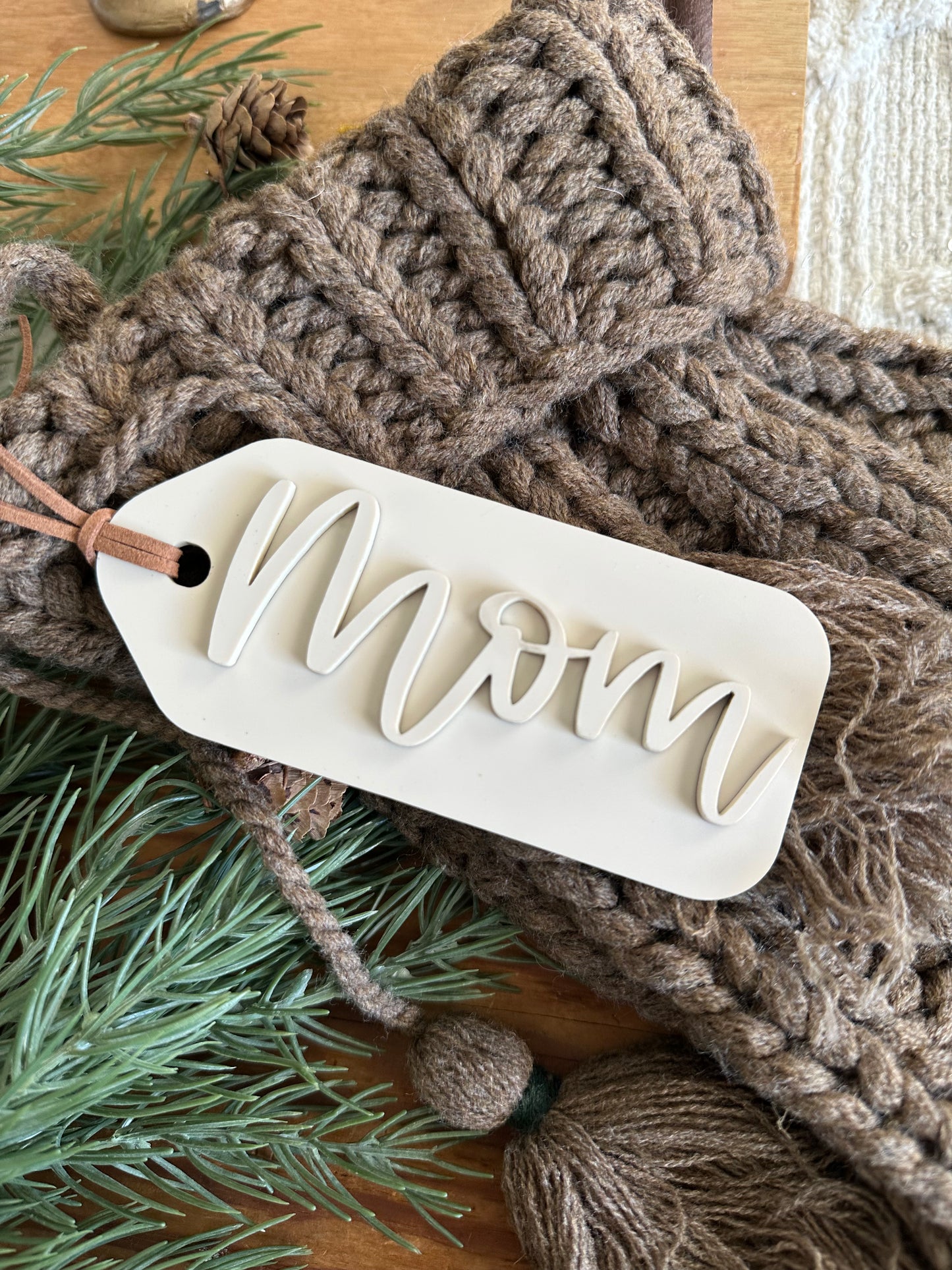 Acrylic Stocking Tag - bone