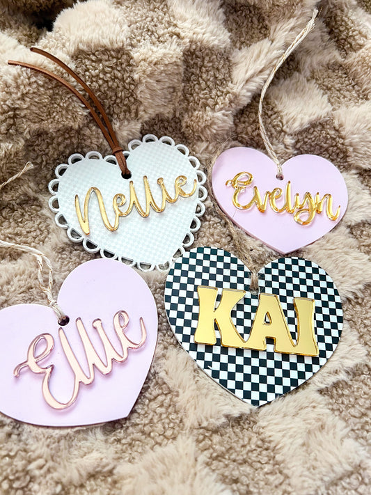 Black and White Acrylic Valentines Day Tags