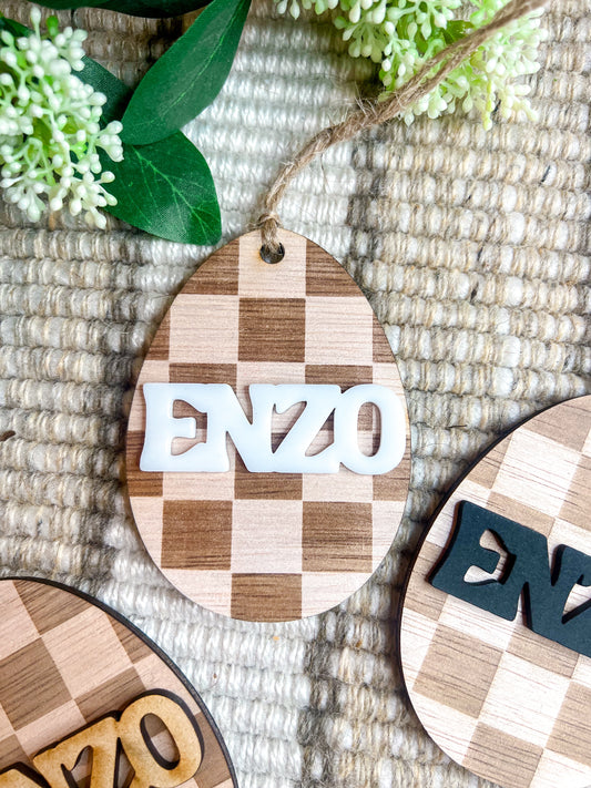 Checkered Easter Basket Tag
