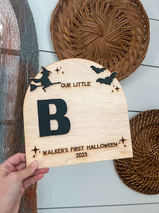 Baby’s first Halloween footprint sign