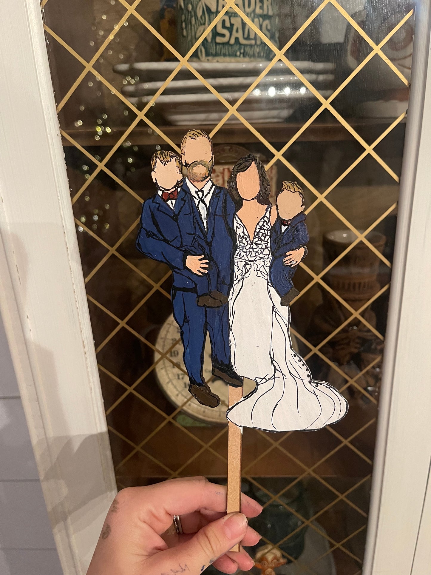 Hand painted silhouette cake topper