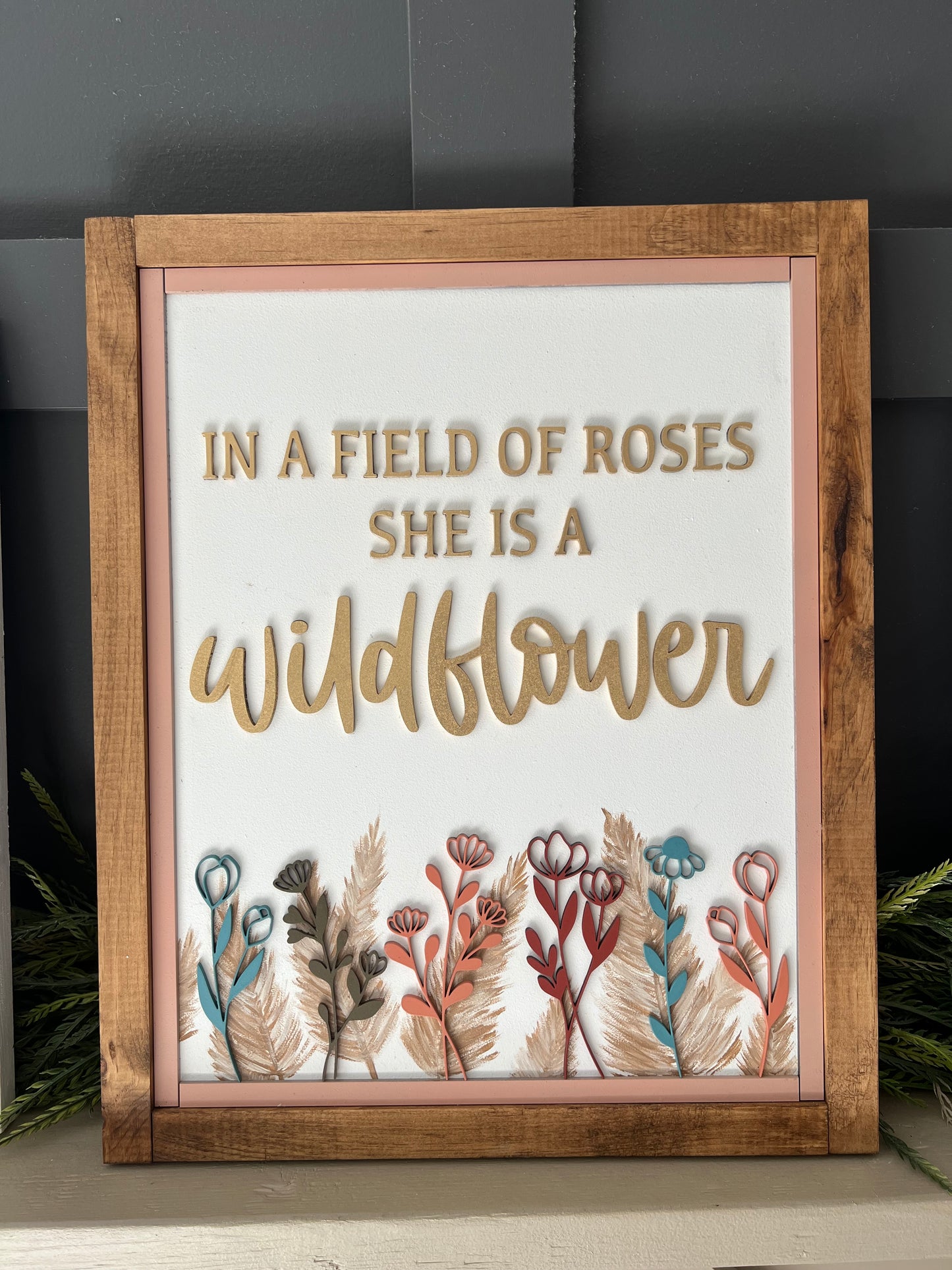 In a field of roses she is a wildflower sign. 16x20