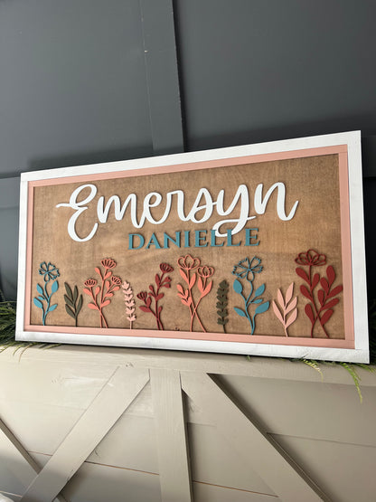 Wildflower Wooden Sign