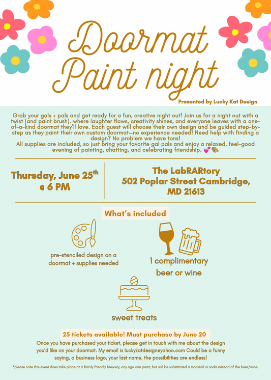 June 25th-  DOORMAT PAINT NIGHT AT RAR TICKET
