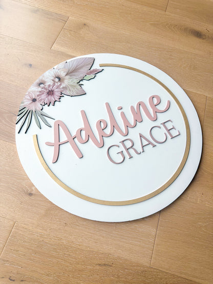 Boho Floral Name Sign - Girl Nursery -