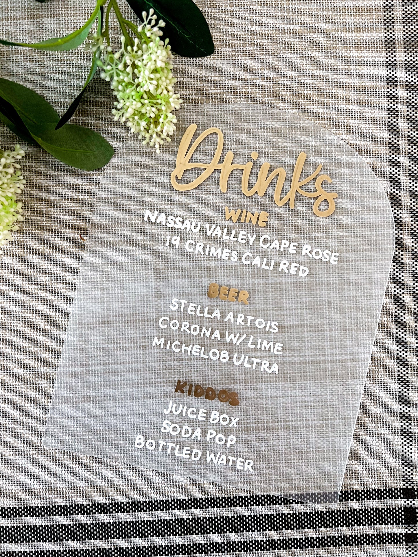 8x10 Frosted Acrylic Drink Sign