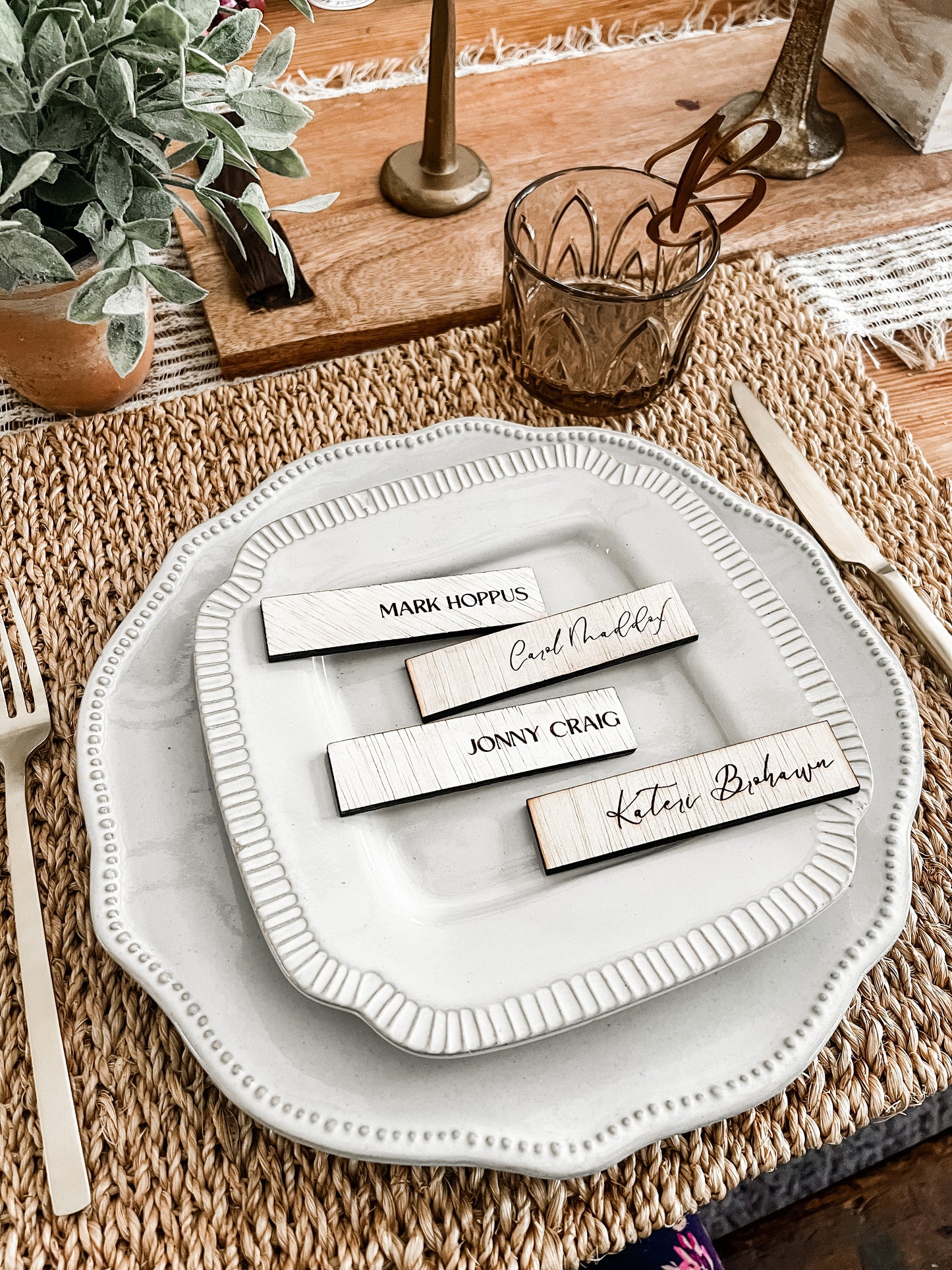 Wooden engraved place cards