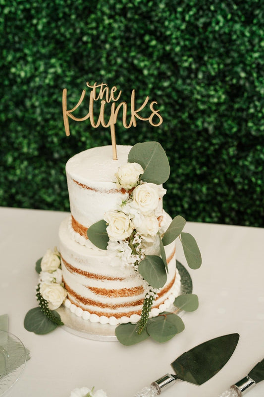 Cutout Lettering Cake Topper - wooden