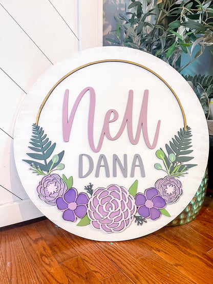 Floral Boho Nursery Sign