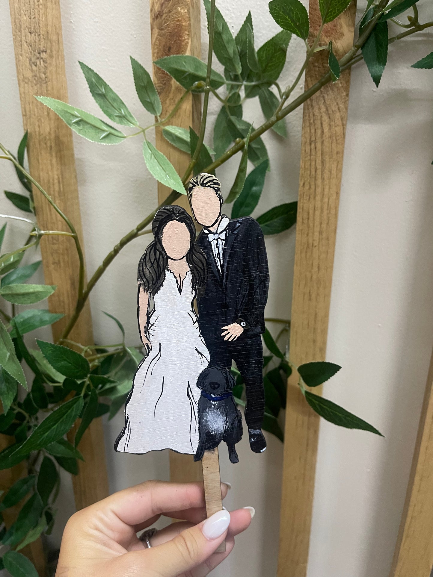 Hand painted silhouette cake topper