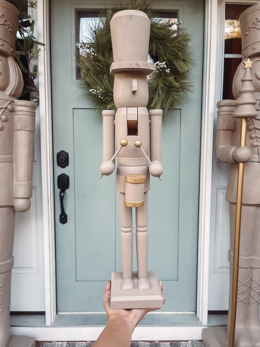 PRE-ORDER: THESE SHIP NOV. 17TH.  24" Boho Neutral Nutcracker Drummer