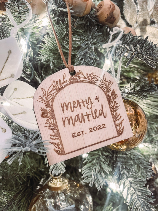 Merry + married | wedding ornament  | | wedding gift | winter wedding |