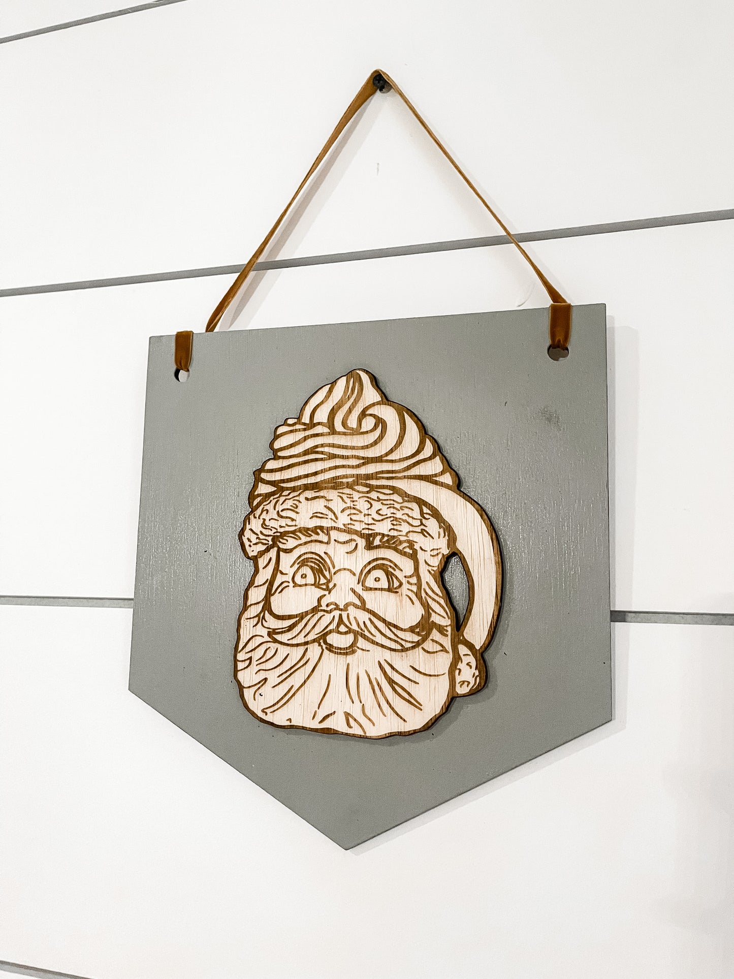 Vintage Santa Mug Pendant Sign