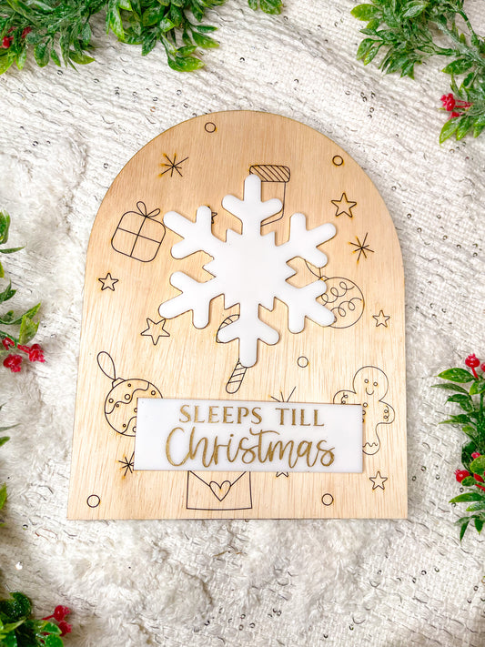 Dry erase “sleeps till Christmas” boho sign