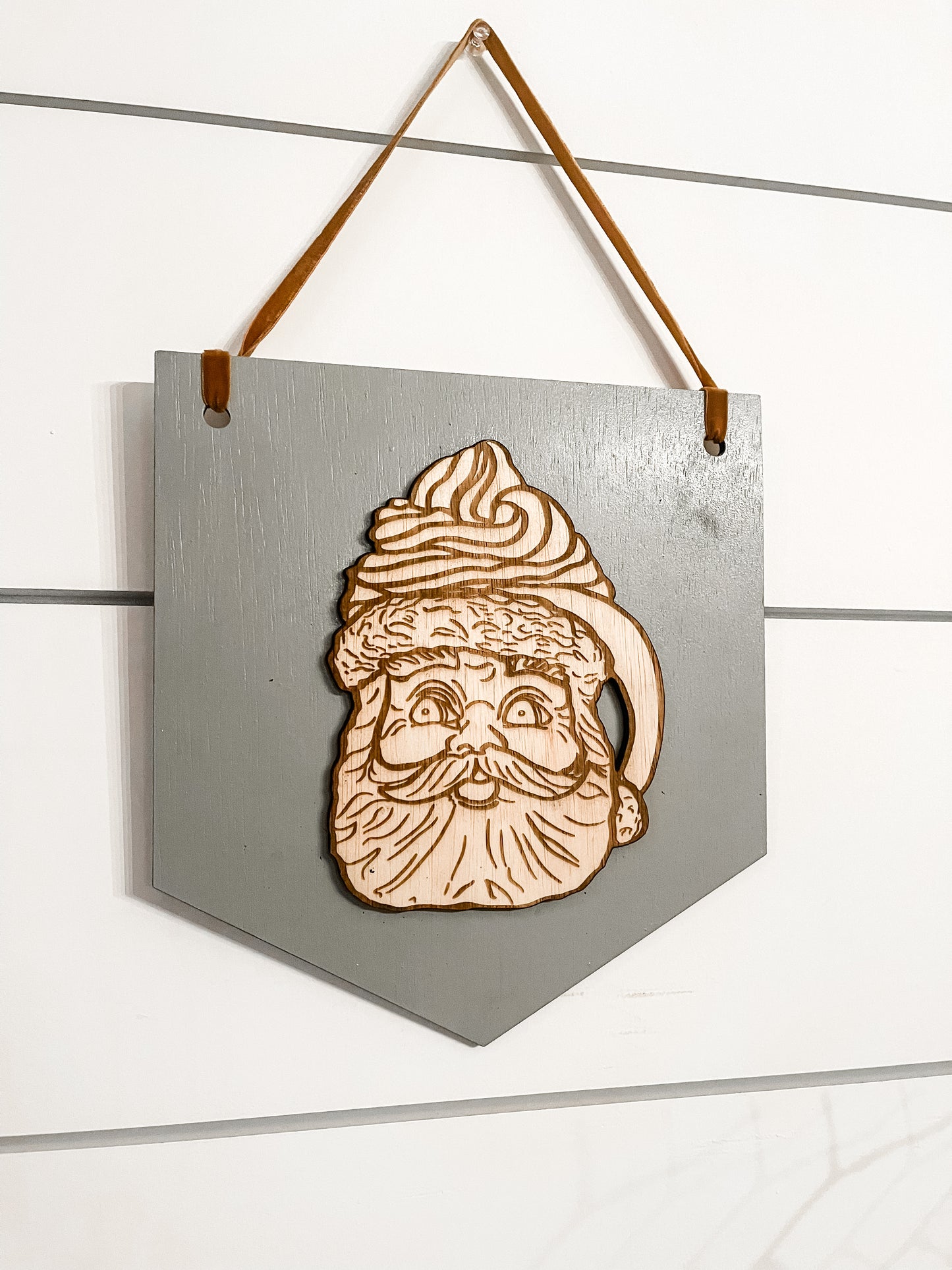 Vintage Santa Mug Pendant Sign